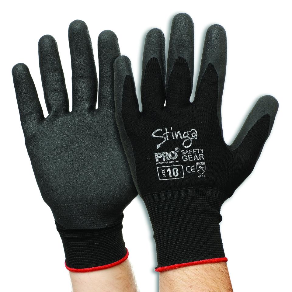 Prosense Npf-7 Gloves Stinga PVC Foam Nylon Liner Black Pair