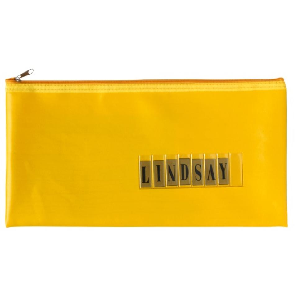 Officemax Vinyl Name Pencil Case Assorted Colours 325x165mm Winc