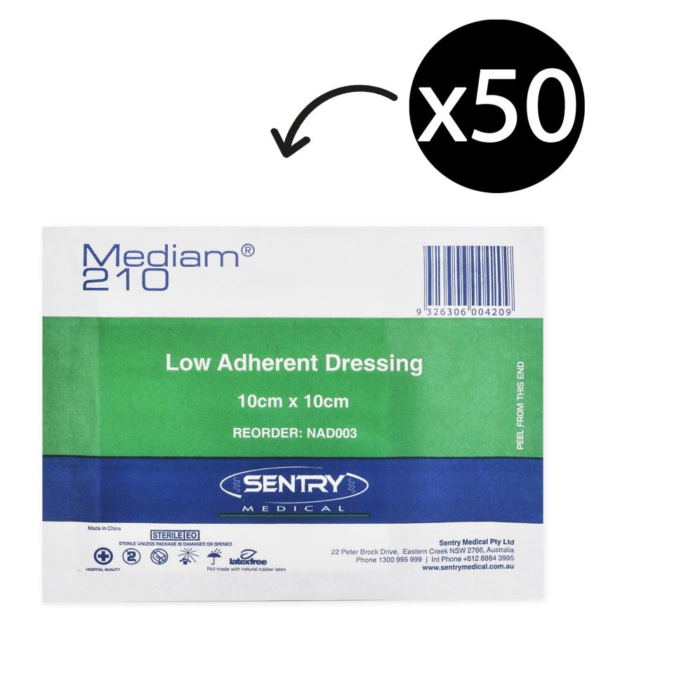 Mediam  210 Low Adherent Dressing 5cm X 5cm Sterile Box 50