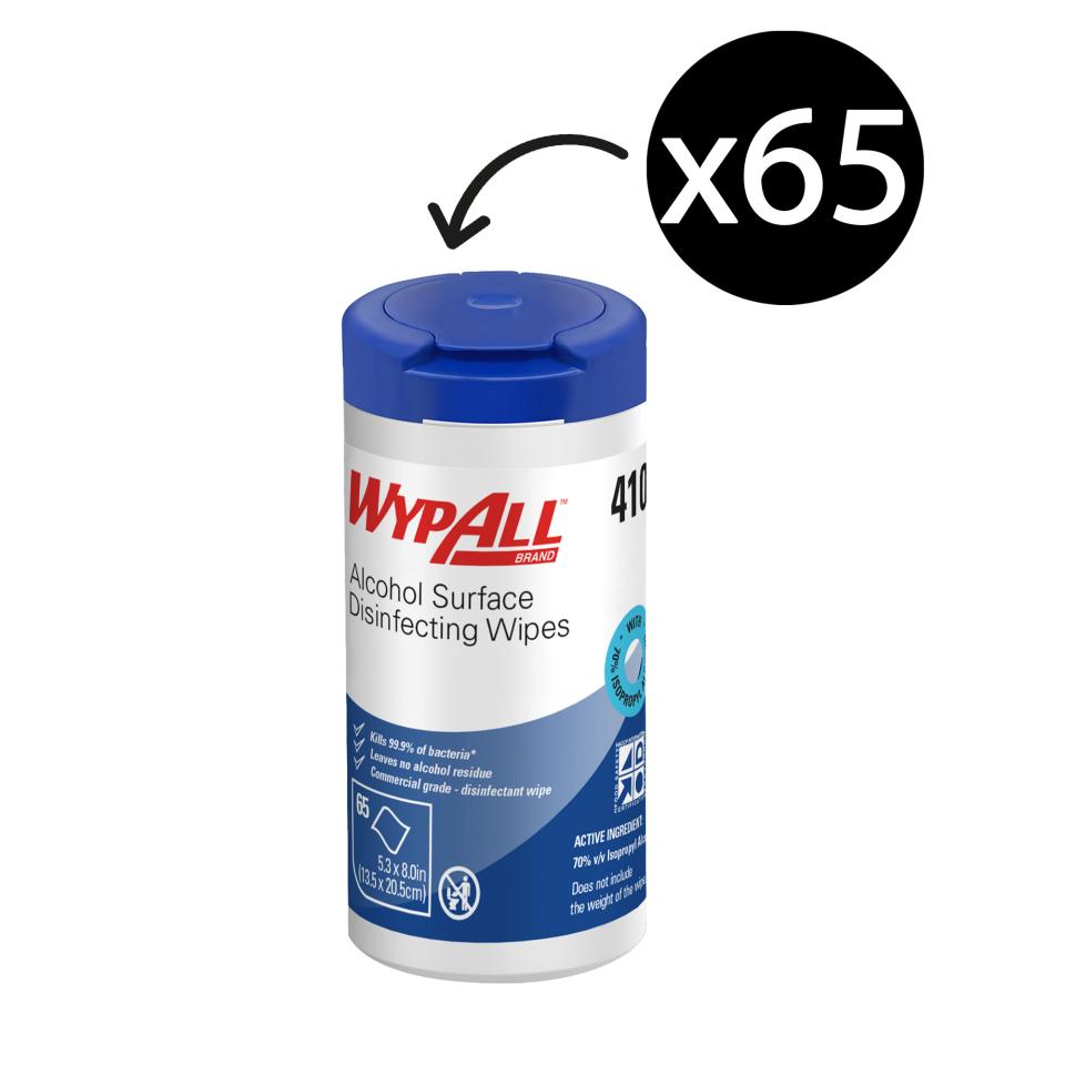 Wypall 4101 Alcohol Surface Disinfecting Wipes Cannister 65