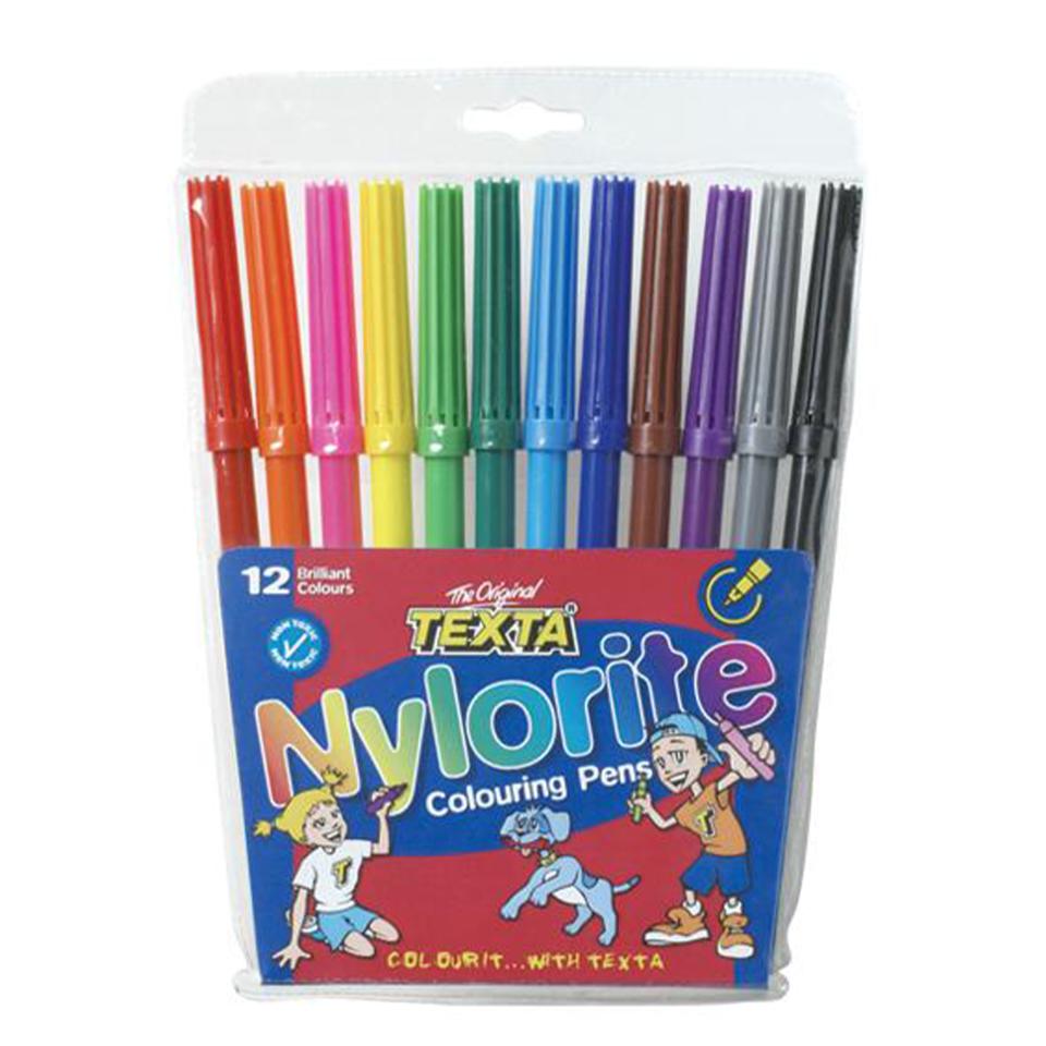 Texta Nylorite Pens Coloured Markers Assorted Pack 12