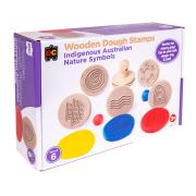 Educational Colours Wooden Dough Stamps Indigenous Australian Nature Symbols Set Of 6