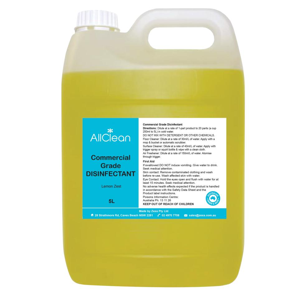 AllClean Commercial Grade Disinfectant Lemon Zest 5 Litre
