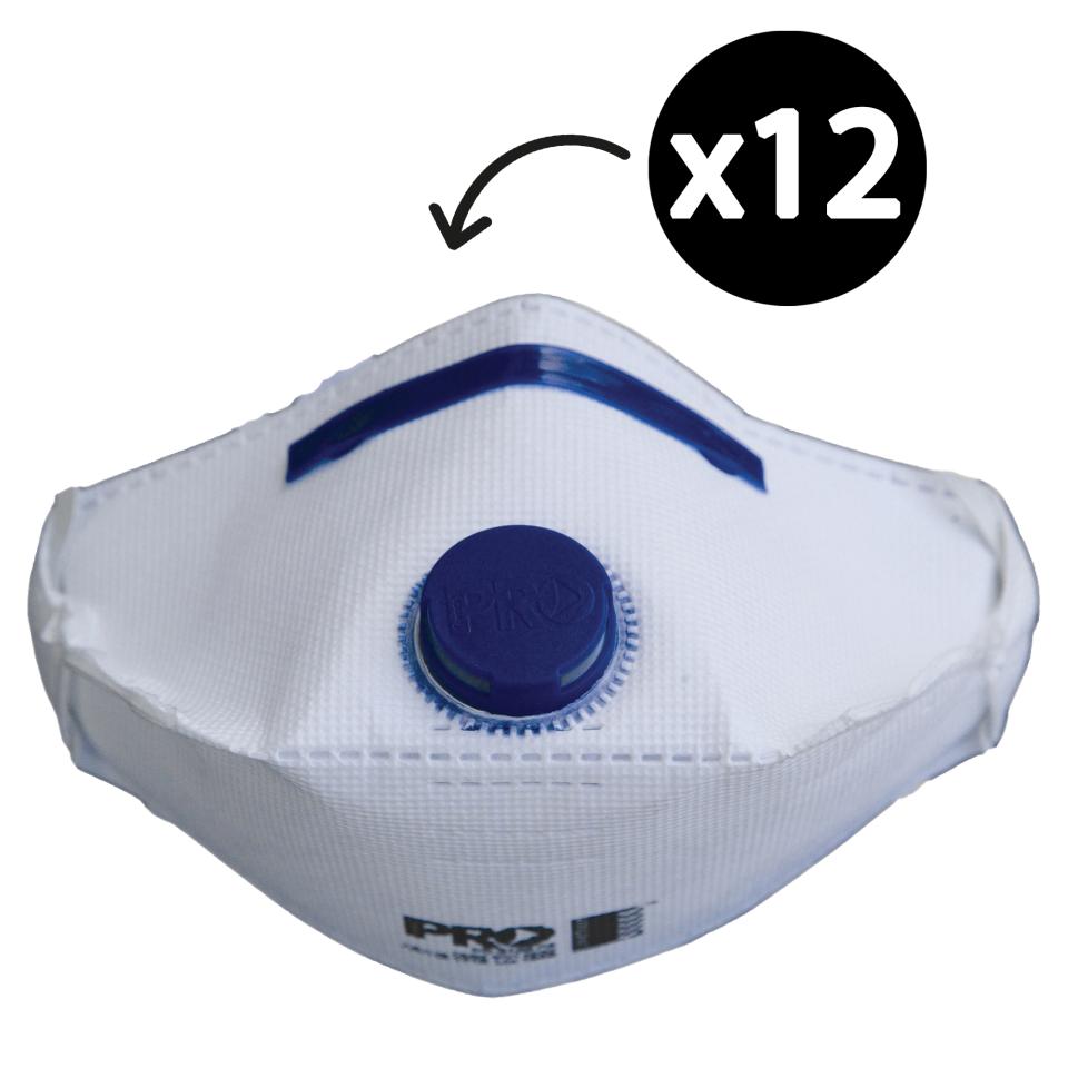 Prochoice Pc2122 Disposable Respirator P2 Valved Horizontal Flat Fold Box 12