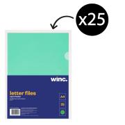 Winc Letter File A4 Open 2 Sides Green Pack 25