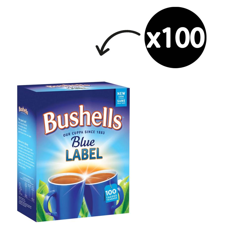 Bushells Blue Label Black Tagged Tea Bags Pack 100