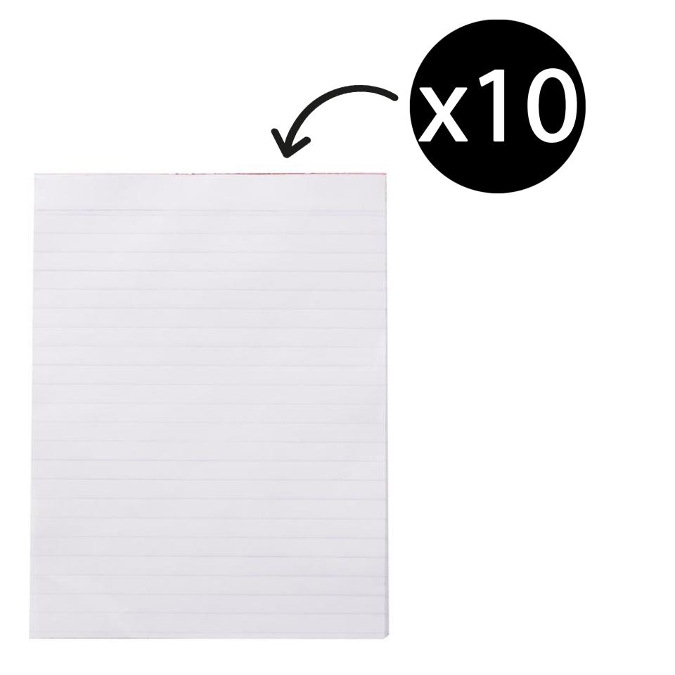 Winc Writing Pad A4 Ruled Recycled 50gsm White 100 Sheets Pack 10