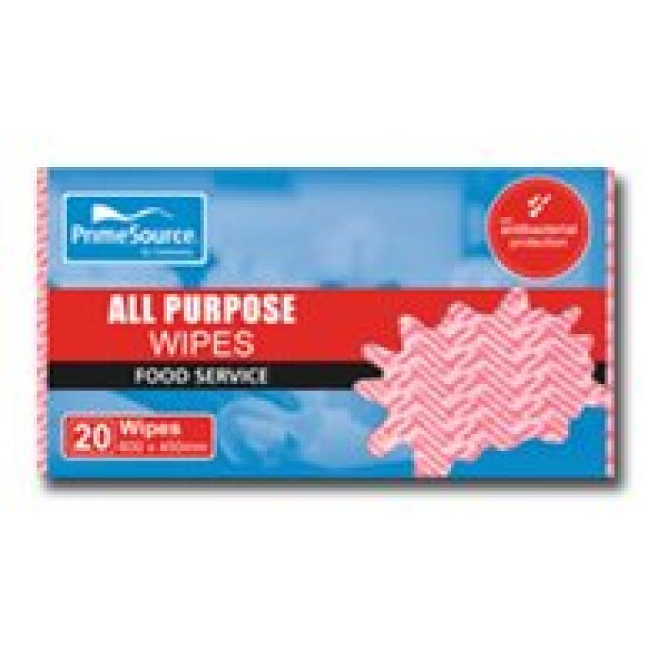 Prime Source All Purpose Wipes 60X45cm Red Pack 20 Image