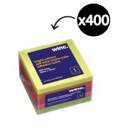 Winc Self-stick Removable Memo Cube 76x76mm Bright Colours 400 Sheets Pack