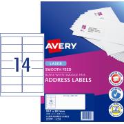 Avery Address Labels with Smooth Feed for Laser Printers - 99.1 x 38.1mm - 3500 Labels (L7163)