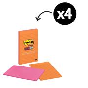 Post-it Super Sticky Lined Notes 203 x 120mm Rio de Janeiro Pack 4