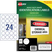 Avery 959162 White Heavy Duty Round Laser Labels Multi 40mm Pack 10
