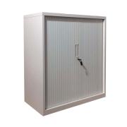 Steelco Tambour Cabinet 2 Adjustable Shelves Lockable 1015h x 900w x 463dmm White Satin