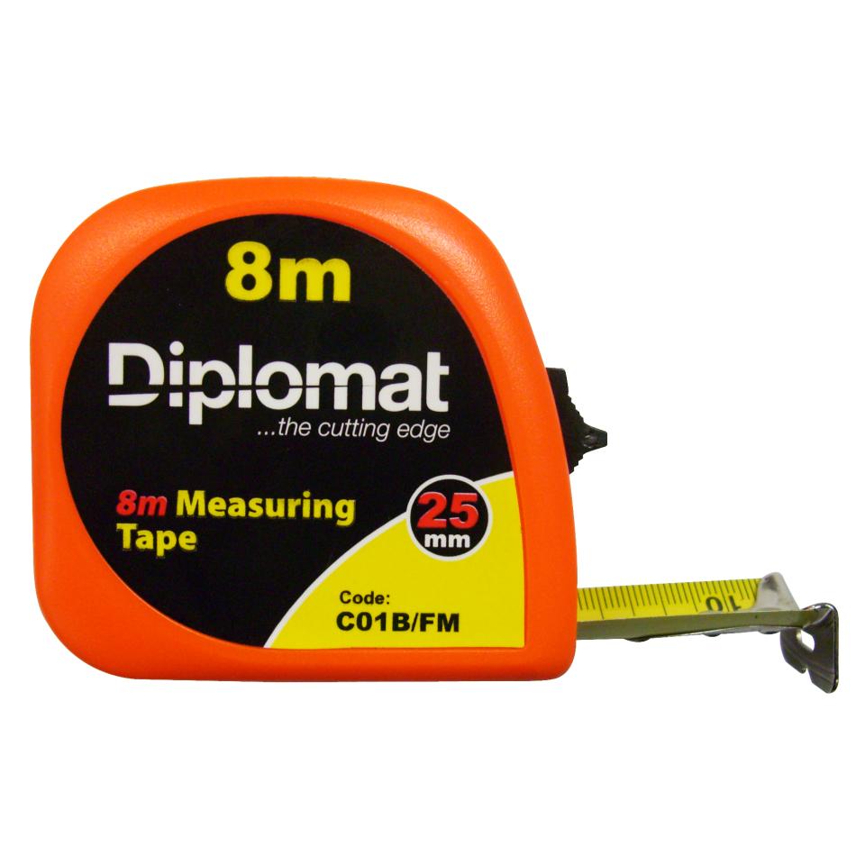 Diplomat 8M Tape Measure Fluoro Casing  25mm