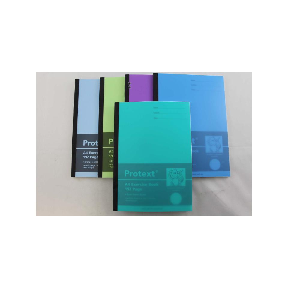 Protext A4 Exercise Book 8mm Ruled + Margin Polypropylene Cover 70GSM