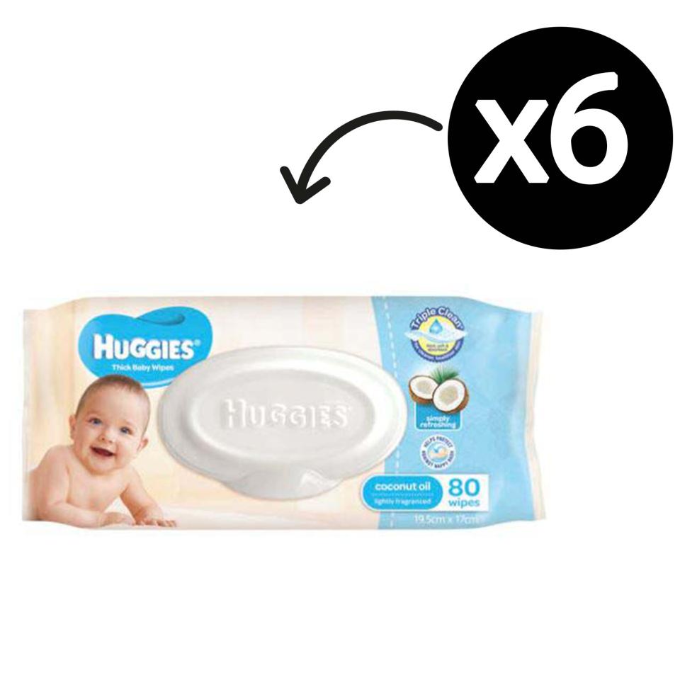 Huggies Baby Wipe Refill Coconut Scented Pack 80 Case 6 Winc