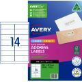 Thumbnail image of Avery Premium White Inkjet Laser Address Labels with AveryEco 14UP 50 Sheets 99.1 x 38.1mm L7163