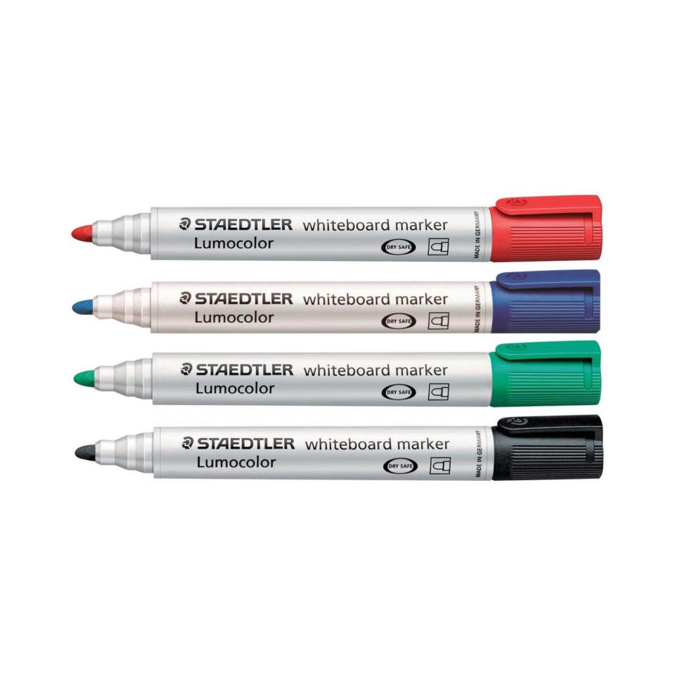STAEDTLER 351 B WP6 Lumocolor Whiteboard Marker Chisel Tip - Assorted  Colours (Pack of 6)