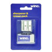 Winc Double Hole Metal Sharpener And Small Pvc Eraser Pack