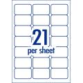Thumbnail image of Avery Premium White Inkjet Laser Address Labels with AveryEco 21UP 50 Sheets 63.5 x 38.1mm L7160