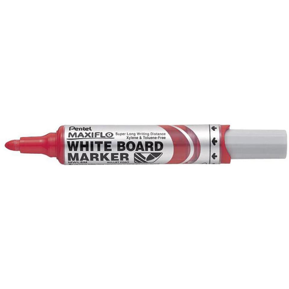 Pentel Mwl5 Maxiflo Whiteboard Marker Bullet Tip 2.5mm Red