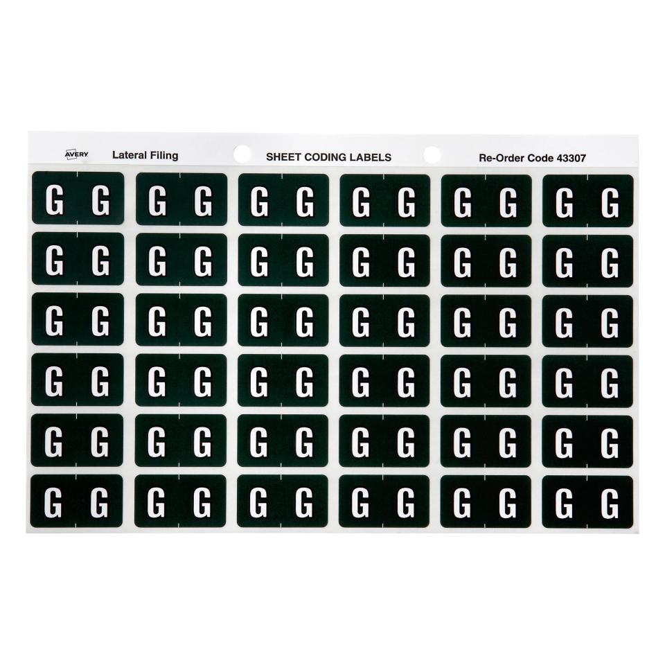 Avery G Side Tab Colour Coding Labels for Lateral Filing - 25 x 38mm - Dark Green - 180 Labels