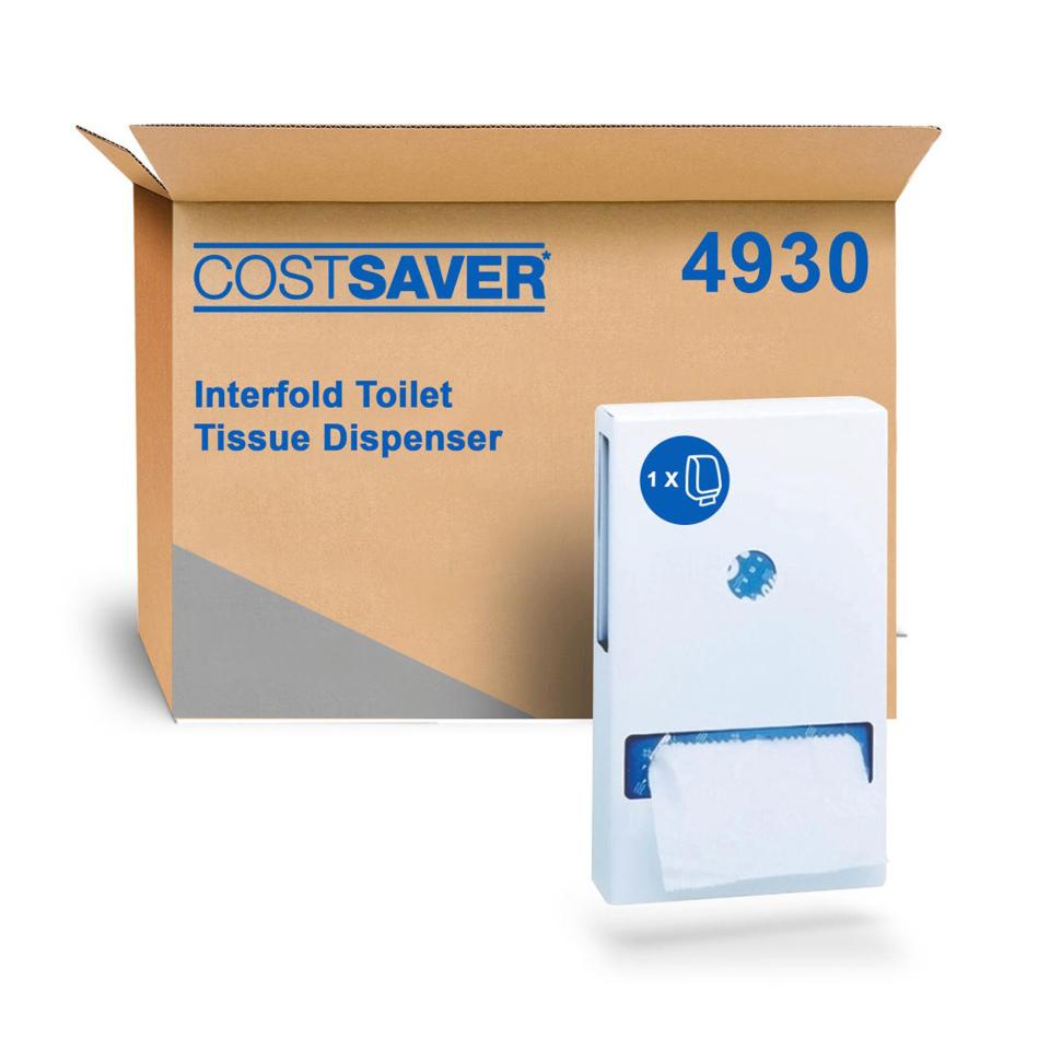 Costsaver Interfold Toilet Tissue Dispenser 4930 1 White Enamel Dispenser Image