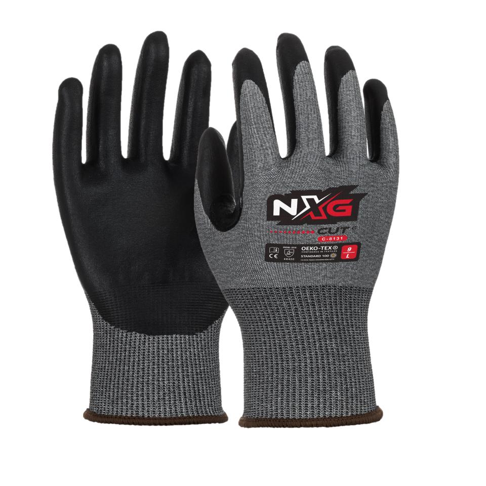 NXG Safety Gloves Cut C Lite Nitrile Black Size 7