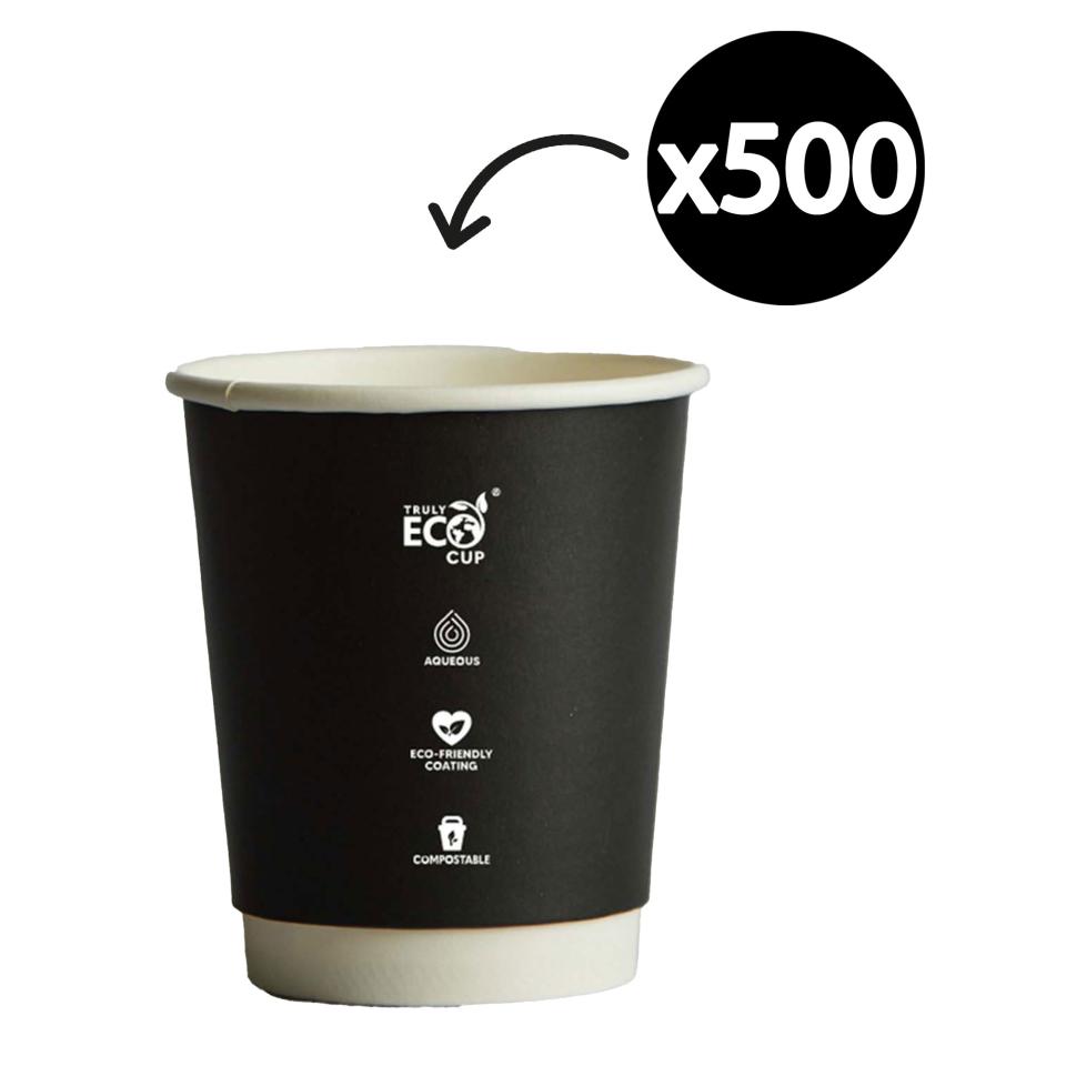 Truly Eco Double Wall Uni 90mm Coffee Cup Black 8oz Carton 500 Image