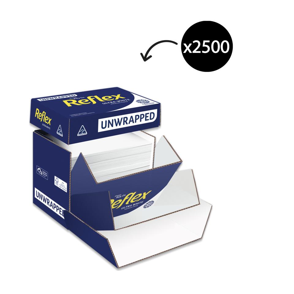 Reflex Ultra White Unwrapped Carbon Neutral Copy Paper A4 80gsm White Carton 2500 Sheets