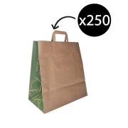 Castaway Paper Delivery Bag Flat Paper Handles Brown 340x315x175mm Carton 250