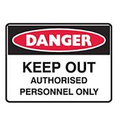 Brady 842254 Sign Keep Out Authorised Personnel Only 600x450mm Polypropylene