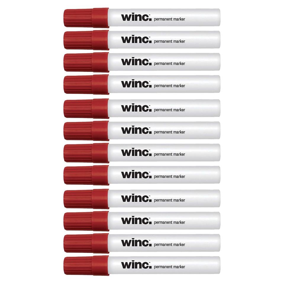 Winc Permanent Marker Bullet Tip 1.0mm Red Box 12 Image