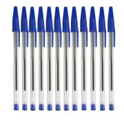 Office Elements Ballpoint Pens Clear Barrel 1.0mm Medium Tip Blue Box 12