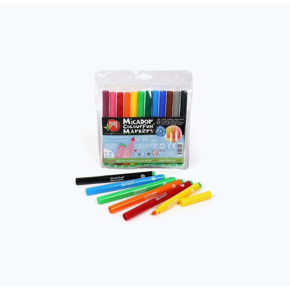 Micador Colourfun Coloured Markers Assorted Pack 12