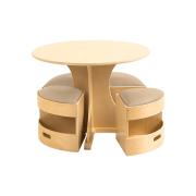 Jooyes Leisure Table Set Of 5 With Storage Stool In Beige