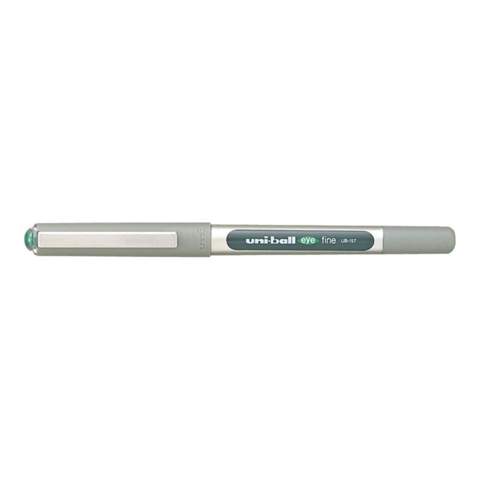 Uni-Ball Eye UB157 Roller Pens - Green Ink, Pack Of 6 Smooth Writing Pens