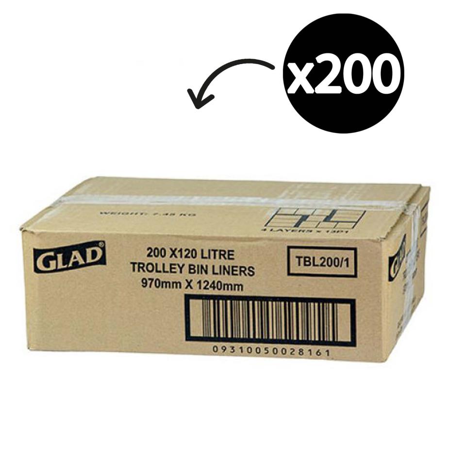 Glad Bin Liner 1240X970 PE Black Box 200 Image