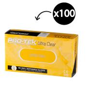 Protek Ultra Clear Disposable Vinyl Glove Powdered Clear Small Box 100