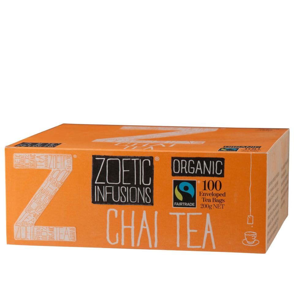Zoetic Fairtrade Organic Chai Tea Bags Pack 100 Winc