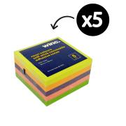 Winc Self-Stick Removable Notes 76 x 76mm Neon Pack 5