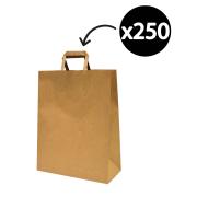Paper Delivery Carry Bag Medium Flat Paper Handles Brown Carton 250