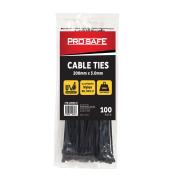 Pro Safe Black Cable Ties 200mm X 5.0mm Pack 100