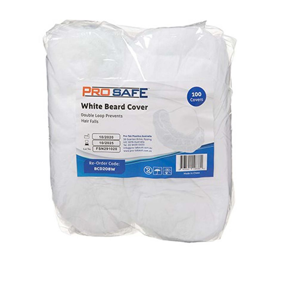 ProSafe Disposable Beard Cover Double Loop White Pack 100 | Winc