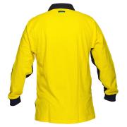 Prime Mover Ww619 100 Cotton High Visibility Polo Shirt Long Sleeve Yellow/Navy 2XL