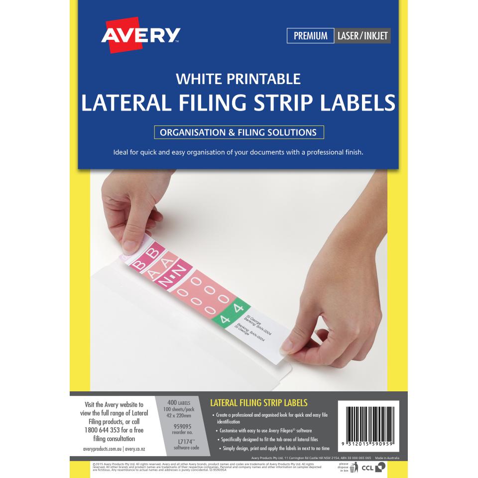 Avery Lateral Filing Labels Printable White Pack 400