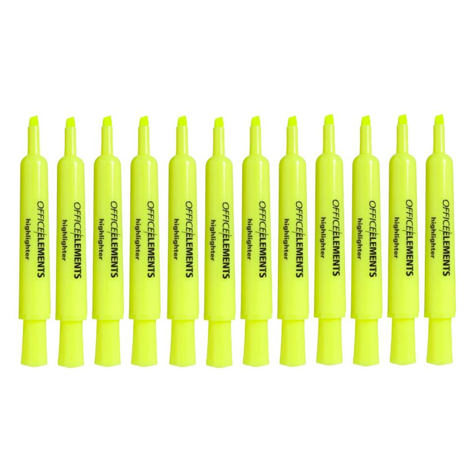Office Elements Highlighter Yellow Box 12