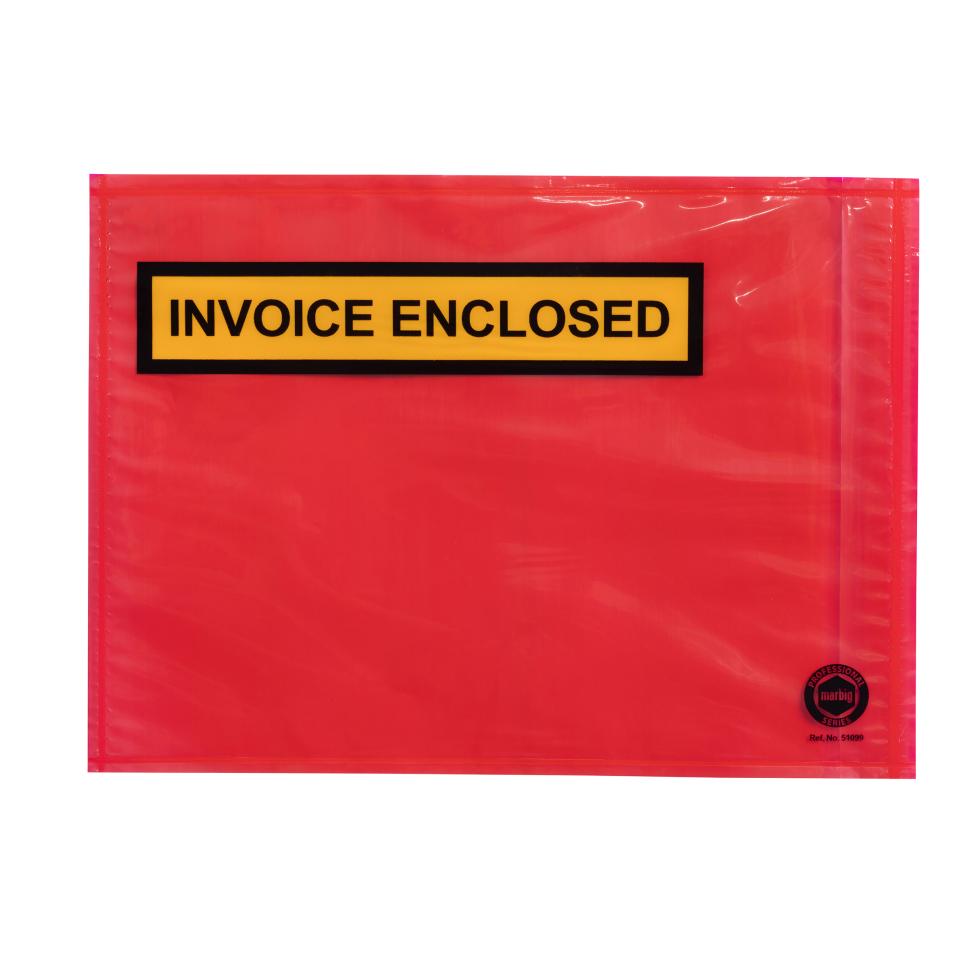 Marbig Professional Invoice Enclosed Selfadhesive Envelope Red 230mm X 165mm Box 500 Image