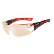 Speed Safety Spectacles Eclipse Lens W Anti Fog Coating Red Black Frame Pair