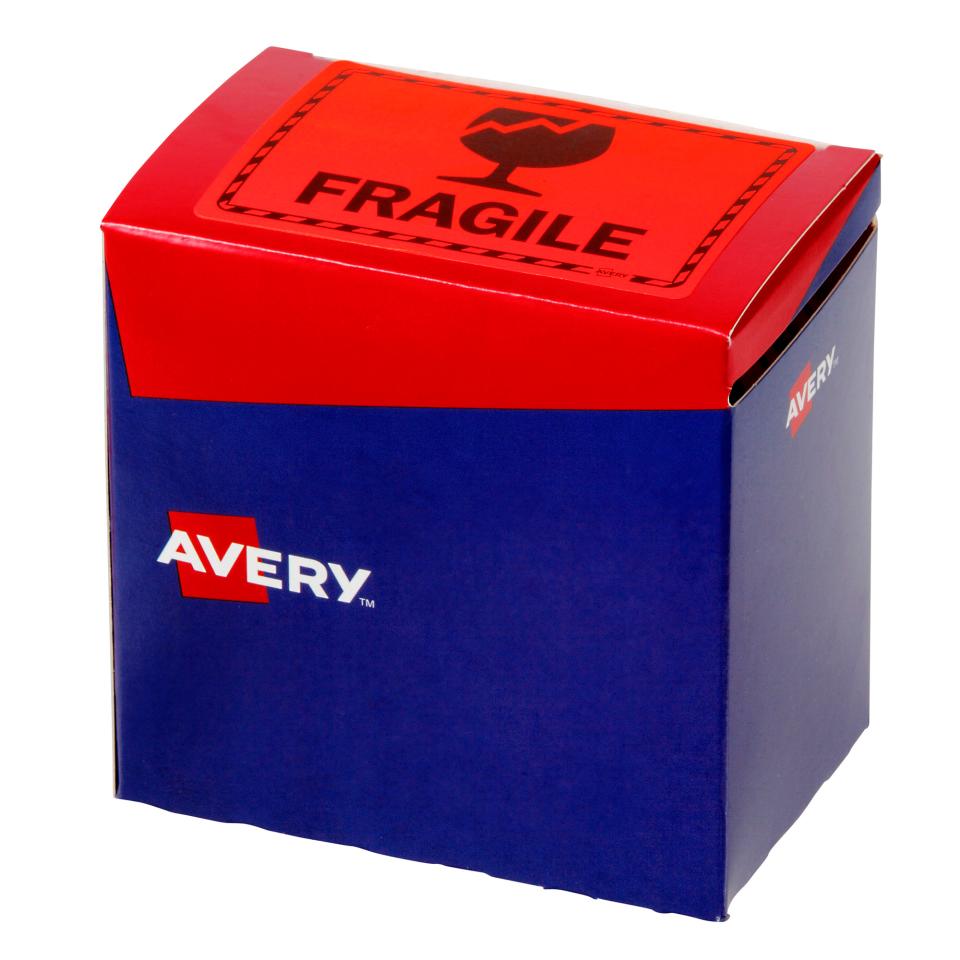 Avery Fragile Label 75 X 99.6mm Fluoro Orange 750 Labels | Winc